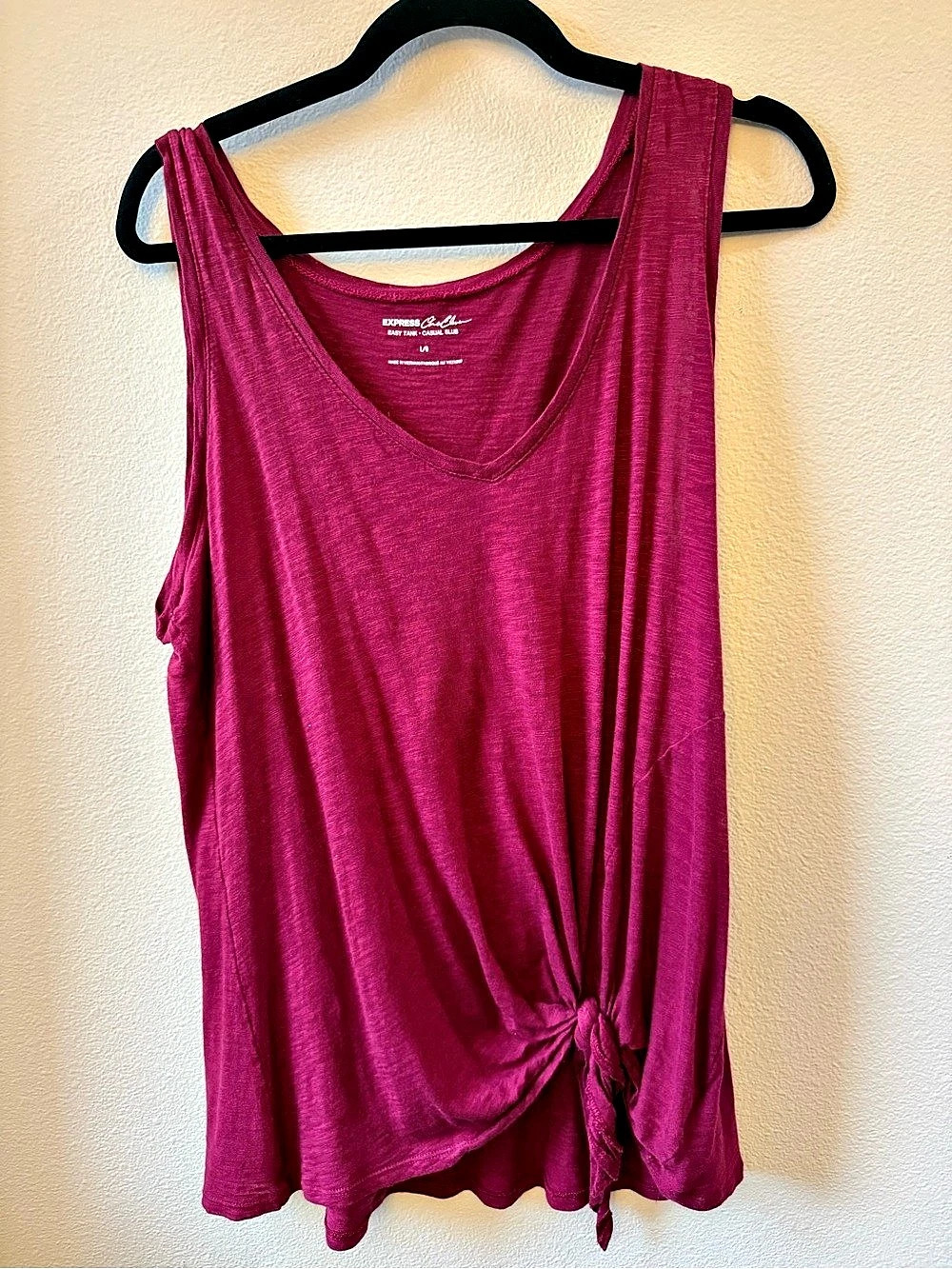 Express One Eleven Easy Tank Tie-Front Pink Size Large